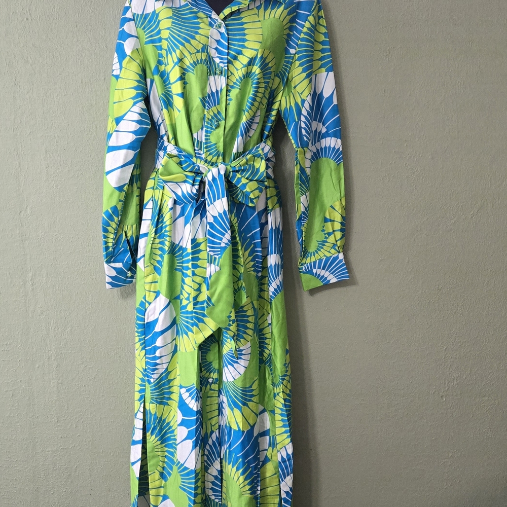 ❌SOLD❌Vintage Penthouse Gallery Inc NY  Green and Blue Long Sleeve Dress Size L